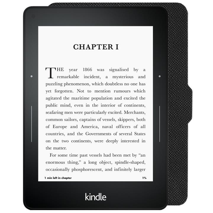 کتاب‌خوان آمازون مدل Kindle Voyage نسل هفتم همراه با کاور چرمی آمازون - ظرفیت 4 گیگابایت