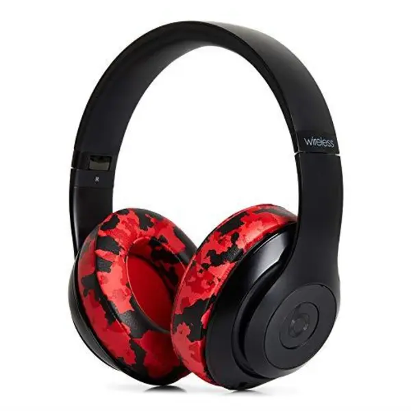 Upgraded Beats Replacement Ear Pads by Wicked Cushions - Compatible with Studio Wired B0500 / Wireless B0501 / Studio 2 and Studio 3 Over Ear Headphones ONLY Does NOT FIT Beats Solo | Red Camo - 2