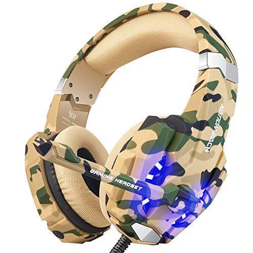 BENGOO G9000 Stereo Gaming Headset for PS4, PC, Xbox One Controller, Noise Cancelling Over Ear Headphones with Mic, LED Light, Bass Surround, Soft Memory Earmuffs for Laptop Mac Nintendo Switch Games