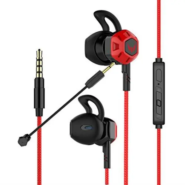 Gaming Earbuds,Headphones with Adjustable Mic Wired in-Ear Headphones E-Sport Earphones for Nintendo Switch, Xbox One, PS4, PC, Laptop, Cellphone with 3.5mm JackG100X, Volume Control Red - 5