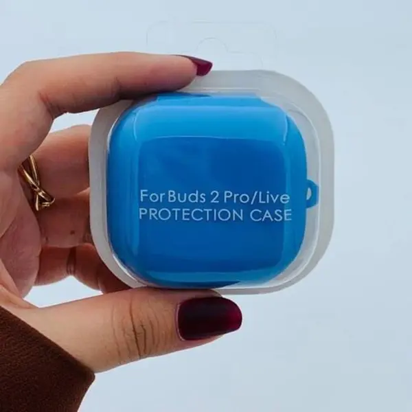 کاور سیلیکونی مناسب برای کیس هدفون سامسونگ GALAXY BUDS Live 2 PRO رنگ آبی روشن