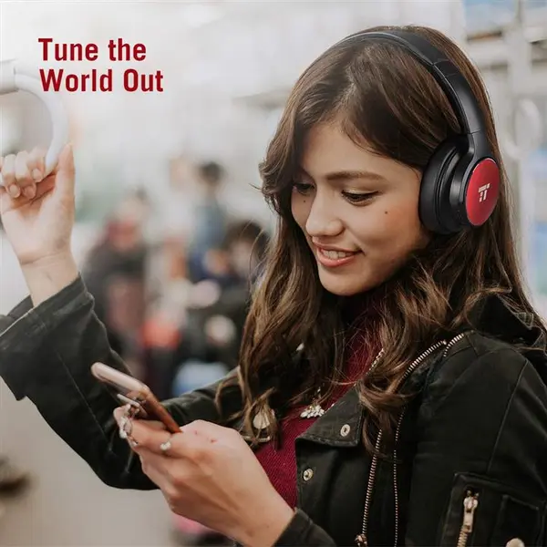 هدفون بی سیم تائوترونیکس Active Noise Cancelling Bluetooth Headphones HiFi Stereo Wireless Over Ear Deep Bass Headset w/CVC Noise Canceling Microphone 30 Hour Playtime-Silver