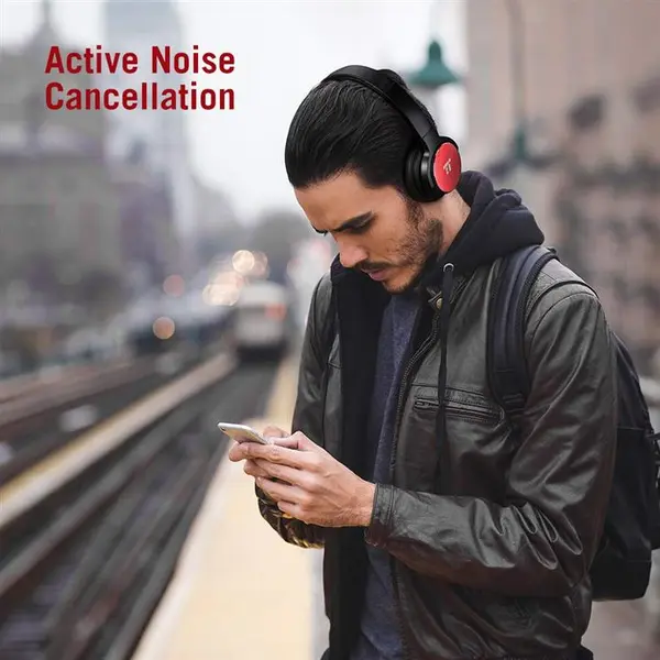 هدفون بی سیم تائوترونیکس Active Noise Cancelling Bluetooth Headphones HiFi Stereo Wireless Over Ear Deep Bass Headset w/CVC Noise Canceling Microphone 30 Hour Playtime-Silver