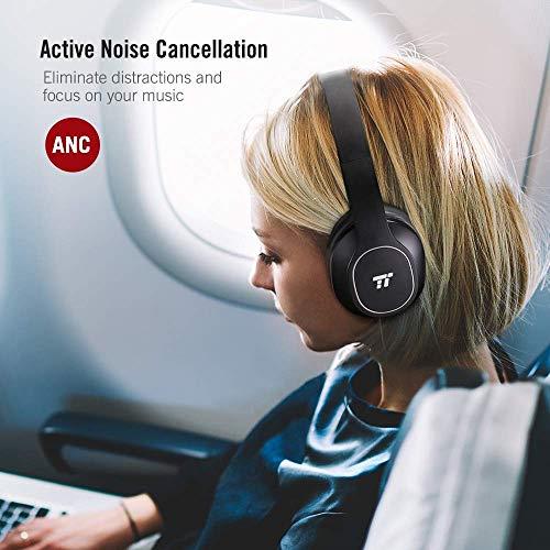 هدفون بی سیم تائوترونیکس Active Noise Cancelling Bluetooth Headphones, Durable Over Ear Headphones with Soft Protein Ear Pads & 24 Hour Playtime, Foldable, CVC 6.0 Noise Cancelling Mic Wireless Headphones