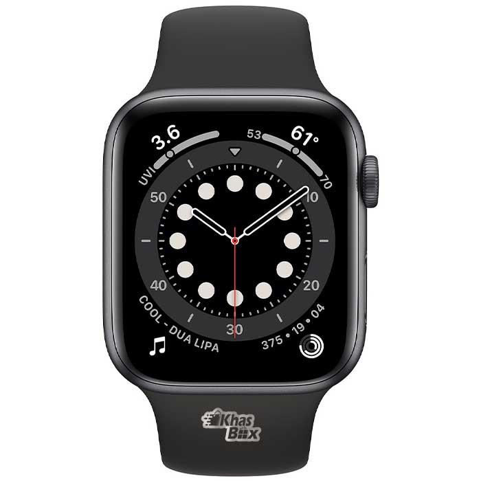 ساعت هوشمند اپل واچ سری 6 مدل 40 میلی متری با بند مشکی و بدنه آلومینیومی خاکستری
