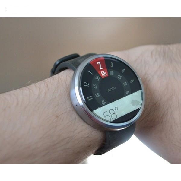 ساعت هوشمند موتورولا موتو 360 سایز بند چرمی خاکستری 46 میلی‌متر