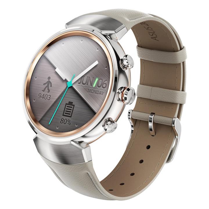 ساعت هوشمند ایسوس مدل زن واچ 3 بدنه استیل و بند چرمی بژ - Asus Zenwatch 3 WI503Q SmartWatch With Silver Stainless Steel Case with Beige Leather Band