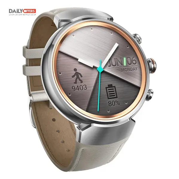 ساعت هوشمند ایسوس مدل زن واچ 3 بدنه استیل و بند چرمی بژ - Asus Zenwatch 3 WI503Q SmartWatch With Silver Stainless Steel Case with Beige Leather Band