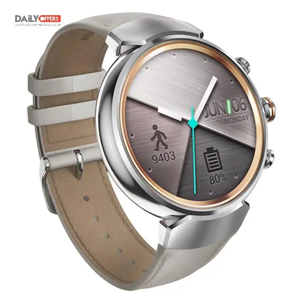 ساعت هوشمند ایسوس مدل زن واچ 3 بدنه استیل و بند چرمی بژ - Asus Zenwatch 3 WI503Q SmartWatch With Silver Stainless Steel Case with Beige Leather Band