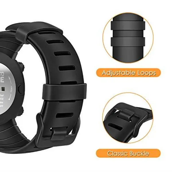 Fintie Suunto Core Replacement Watch Band, Rubber Accessory Strap Wrist Sport Bands w/Metal Clasp Compatible with Suunto Core Smartwatch, Black - 4