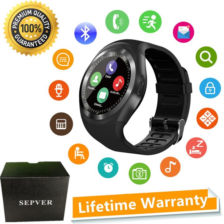 SEPVER Smart Watch SN05 Round Bluetooth Smartwatch with SIM Card Slot Compatible with Samsung LG Sony HTC HUAWEI Google Xiaomi Android Smart Phones for Women Men Kids Boys Girls (Black)