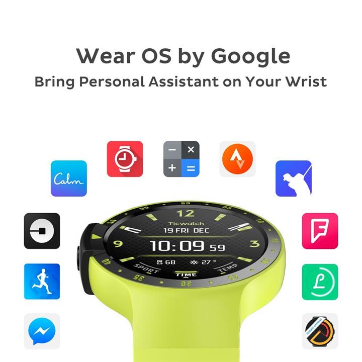 (Ticwatch E Bluetooth Smart Watch, Google Assistant, Wear OS by Google Smartwatch,Compatible with iPhone and Android (S-Aurora