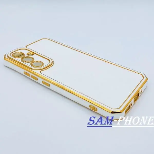 قاب گوشی Galaxy A54 5G سامسونگ طرح ژله ای مای کیس new face گلد لاین دور طلایی محافظ لنز دار کد 3 - 3