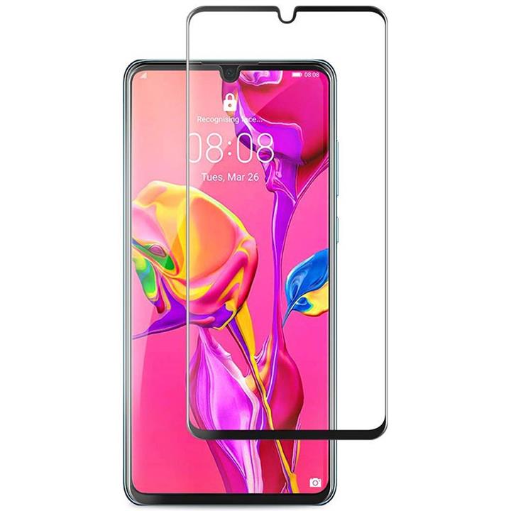 گلس فول تمام چسب Huawei P30 مشکی