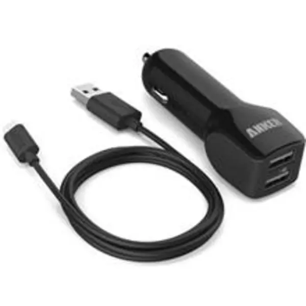 شارژر فندکی 24 وات 2 پورت انکر مدل 71AN2452C PowerDrive 2 به همراه کابل microUSB Anker 71AN2452C PowerDrive 2 24W 2-Port Car Charger With microUSB Cable - 5
