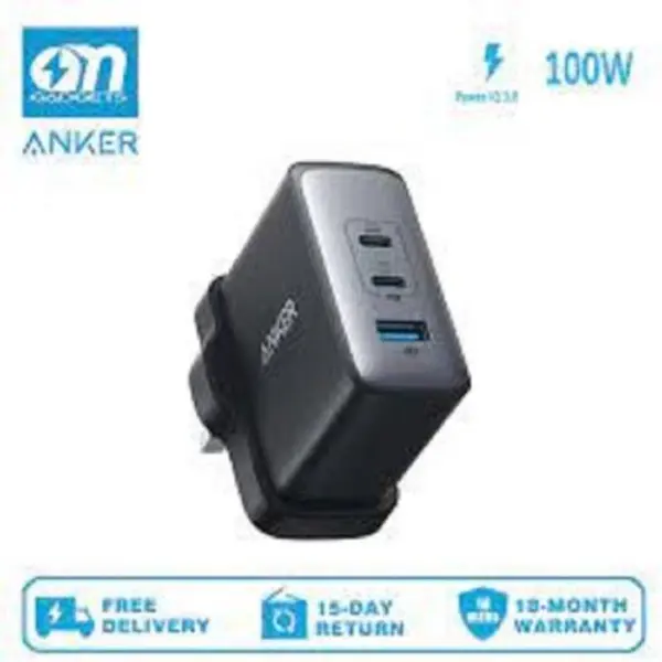 شارژر دیواری انکر مدل A2145 Nano2 100W 3port 3pin