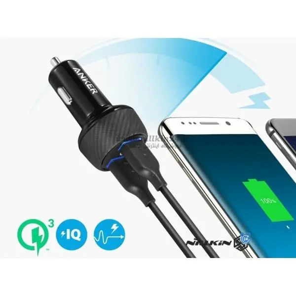شارژر فندکی انکر مدل A2228 PowerDrive Speed 2 Ports With Quick Charge 3.0 ANKER A2228 Dual USB Car Charger - 3