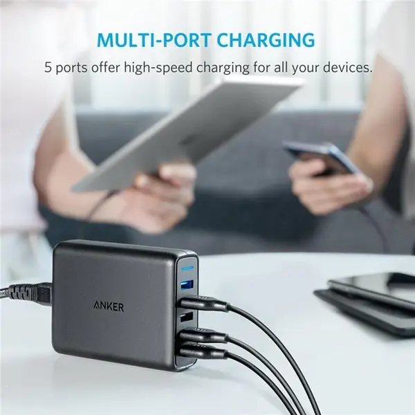 شارژر دیواری انکر مدل ANKER PowerPort Speed 5 Ports | A2054 Anker A2054 PowerPort 5Port USB Wall Charger - 3