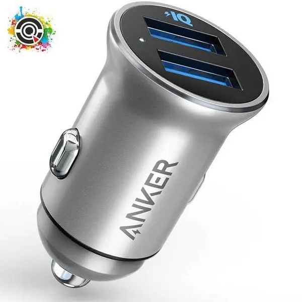 شارژر فندکی انکر مدل A2727 Powerdrive2 Alloy|نقره ای Anker A2727 PowerDrive 2 Alloy Metal Mini Car Charger - 5