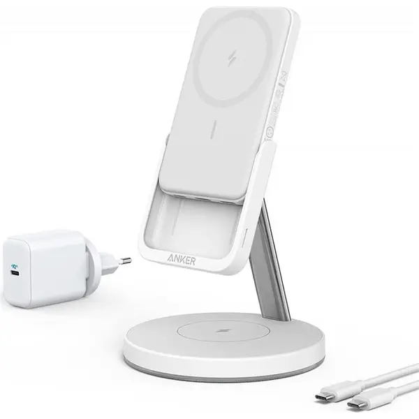 استند و پاوربانک وایرلس انکر Anker 633 Magnetic Wireless Charger MagGo B25A7221