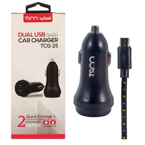 شارژر فندکی تسکو مدل TCG 25 همراه با کابل microUSB TSCO TCG 25 Car Charger With microUSB Cable - 3