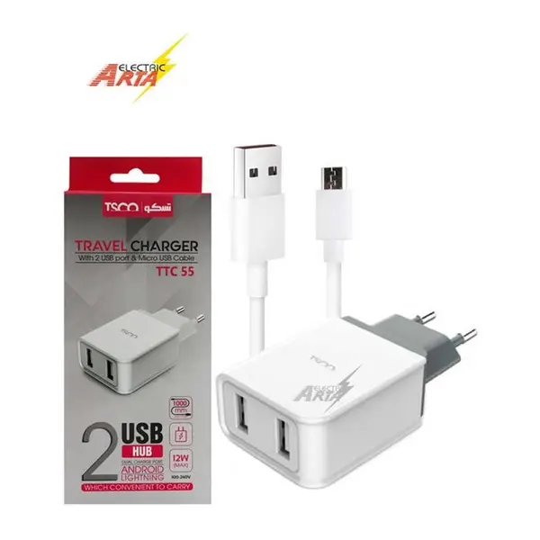 شارژر دیواری دو پورت تسکو مدل TTC 55 همراه با کابل MicroUSB طول 1 متر - 4