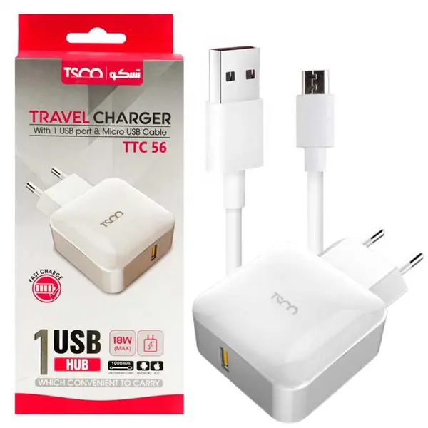 شارژر دیواری تسکو مدل TTC 56 همراه با کابل MicroUSB طول 1 متر TSCO TTC 56 Wall Charger - 4