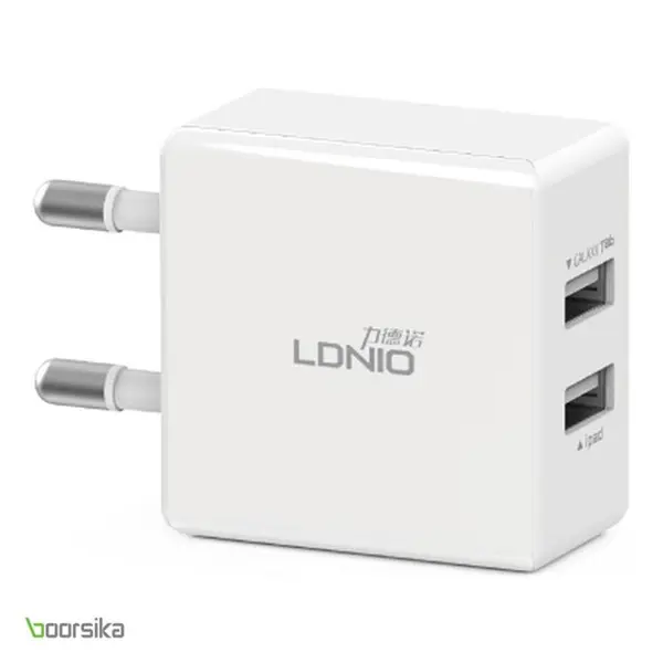 شارژر دیواری 2.1 آمپر الدینیو مدل DL-AC200 به همراه کابل لایتنینگ LDNIO DL-AC200 2.1A Dual USB Travel Charger With Lightning Cable - 3