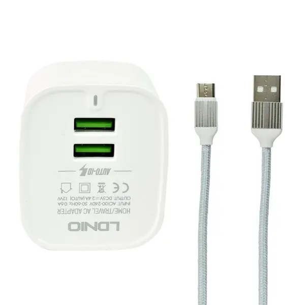 شارژر دیواری الدینیو مدل A201 به همراه کابل MicroUSB - 2