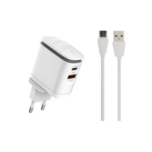 شارژر دیواری الدینیو مدل A2423C به همراه کابل تبدیل MicroUSB - 2