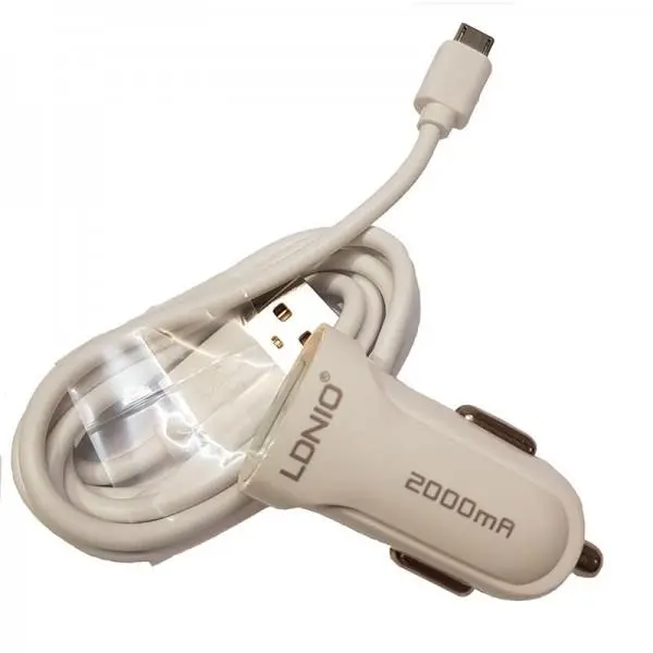 شارژر فندکی الدینیو مدل C17 با کابل microUSB و لایتنینگ LDNIO DL C17 Car Charger With microUSB Cable - 2