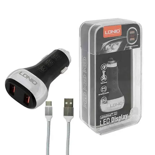 شارژر فندکی الدینیو مدل C2 به همراه کابل USB-C - 2