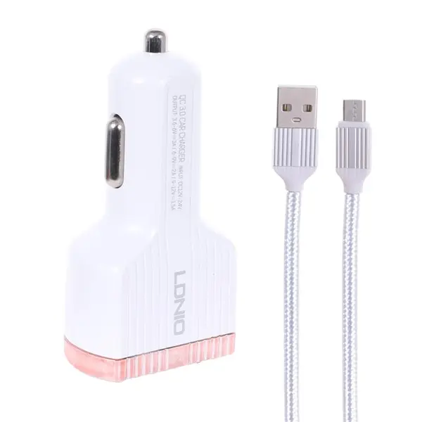 شارژر فندکی الدینیو مدل C702Q همراه با کابل MicroUSB - 5