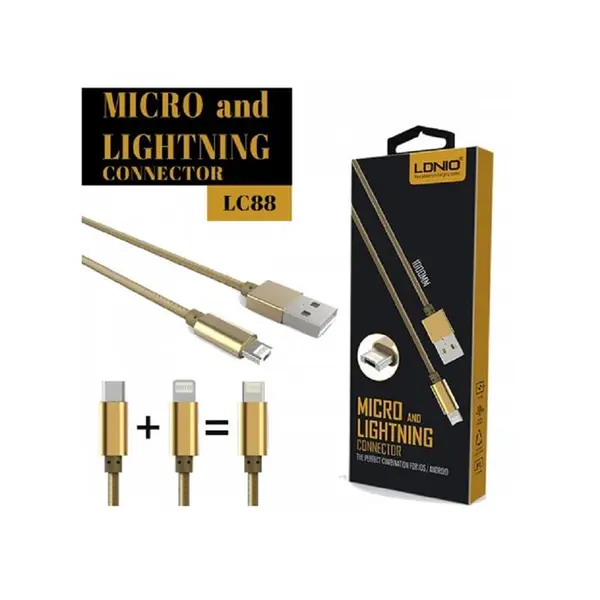 کابل پکدار LDNIO 2in1 Micro and Lightning LC88 - 5