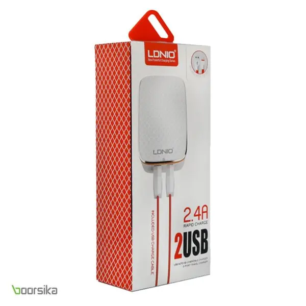 شارژر دو پورت LDNIO A2204 USB Travel Charger همراه با کابل - 4