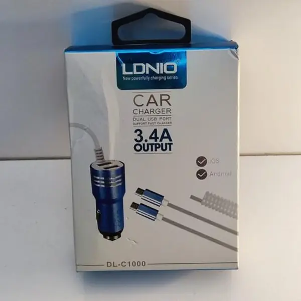 شارژر فندکی فول فلزی یکسره LDNIO مدل DL-C1000.شارژر فندکی ال دینو