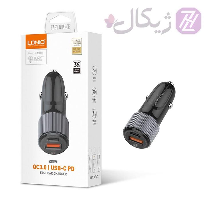 شارژر فندکی فست شارژ تایپ سی LDNIO QC 3.0