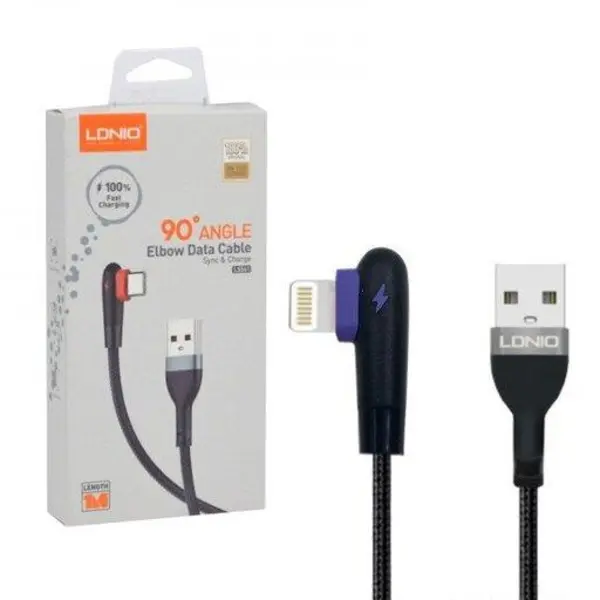 کابل آیفون Lightning طول 1 متر سری 90 درجه الدینیو LDINIO مدل LS561\n\n - تصویر 1