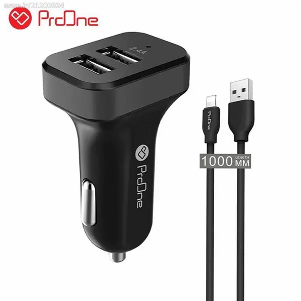 شارژر فندکی ProOne PCG15L 2.4A + کابل لایتنینگ - 2