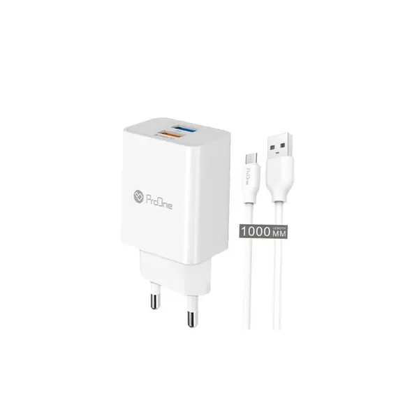 شارژر دیواری پرووان با کابل میکرو مدل PWC520 ProOne PWC520 Wall Charger With MicroUSB Cable - 5