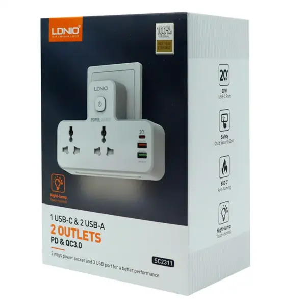 رابط برق و شارژر USB الدینیو مدل Ldnio Sc 2311