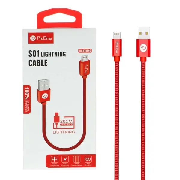 کابل پاوربانک USB به لایتنینگ پرووان مدل PCC120 - S01 طول 20 سانتی متر