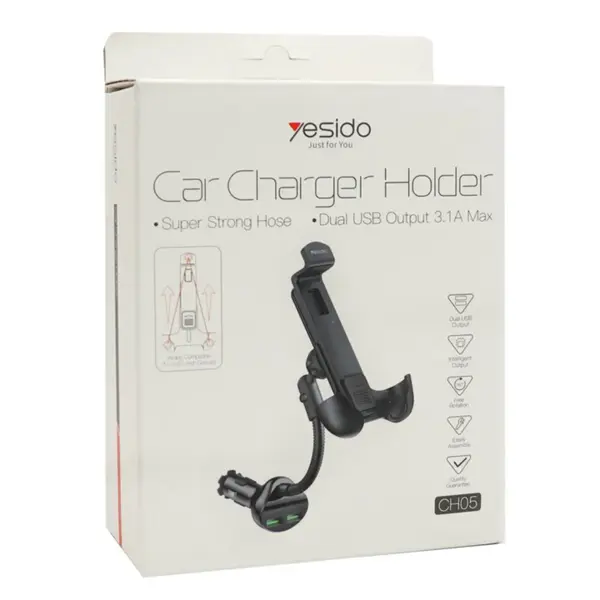 پایه نگهدارنده و شارژر فندکی یسیدو مدل CH05 Yesido CH05 Car Charger Holder - 3