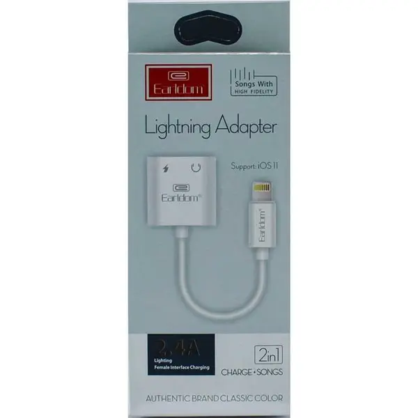 مبدل Lightning Earldom OT16 به جک 3.5mm و شارژر - 3