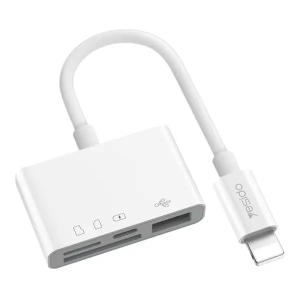 کابل OTG و رم ریدر آیفون یسیدو YESIDO GS12 Yesido GS12 lightning to USB + TF MicroSD + Lightning OTG Adapter - 2