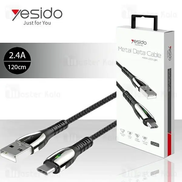 کابل Type C یسیدو Yesido CA43 Metal Charging Cable توان 2.4 آمپر - 5