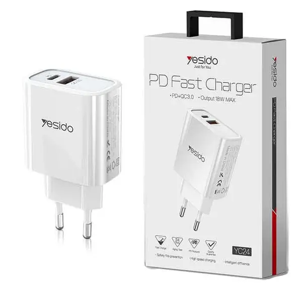شارژر دیواری فست شارژ یسیدو مدل YC24 توان ۱۸ وات - 5