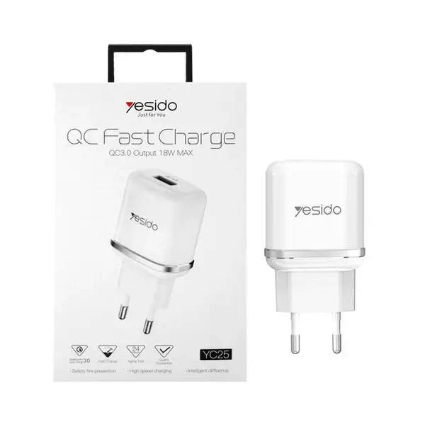 شارژر دیواری فست شارژ یسیدو مدل YC25 توان ۱۸وات ۲٫۴ آمپر - 2