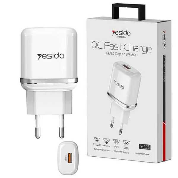 شارژر دیواری فست شارژ یسیدو مدل YC25 توان ۱۸وات ۲٫۴ آمپر - 3