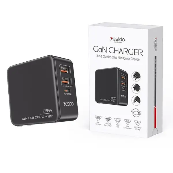 شارژر دیواری یسیدو مدل YC35 توان 65 وات Yesido YC35 Charger 65W - 2